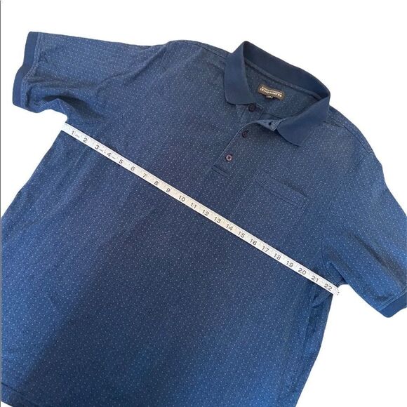 MENS DENVER HAYES Blue Printed Short Sleeve Casual Polo Shirt L - Picture 6 of 8